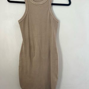 Tan, form fitting, sleeveless, mini dress, size M